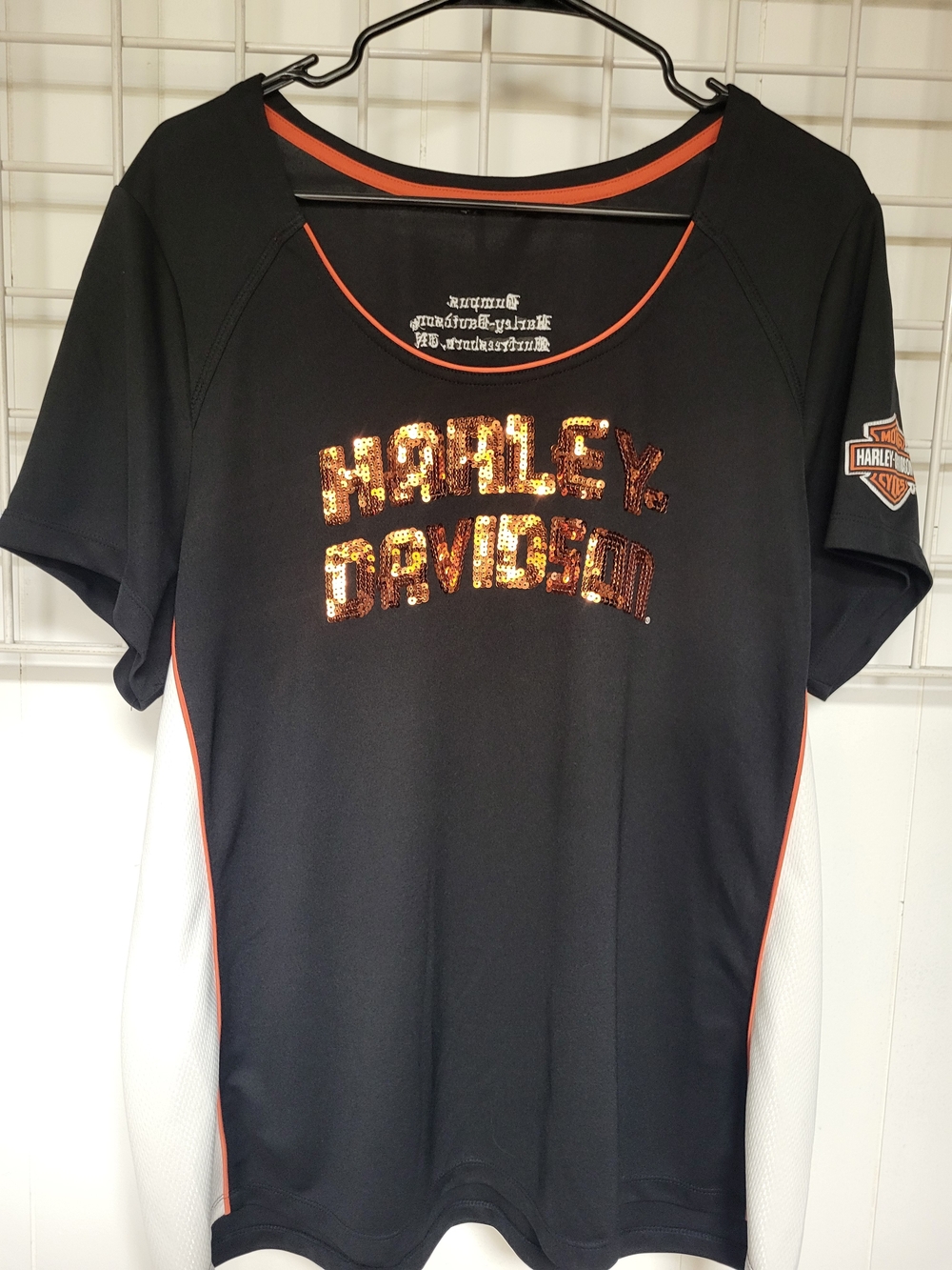 Harley-Davidson Black Jersey with Orange and White Accents, L